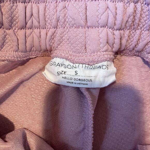 Grayson Threads Jogger Sweat Pant Small Pink Textured Diamond Lounge Womens - Picture 8 of 10